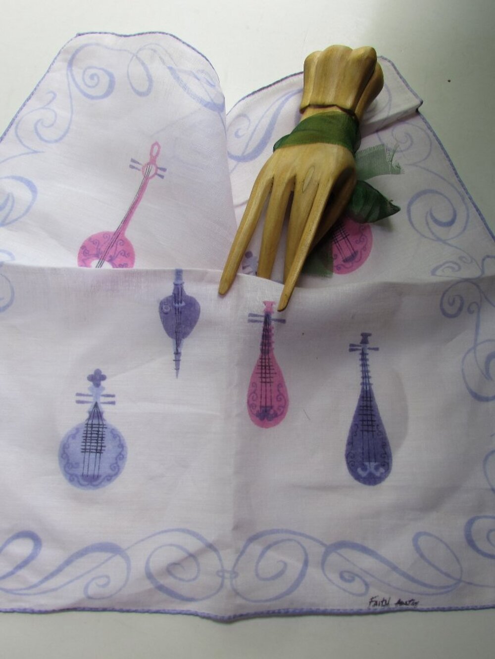 Faith Austin Vintage Handkerchief Lavender and Pink